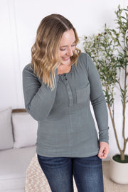 WAREHOUSE Georgia Long Sleeve Top - Dusty Jade