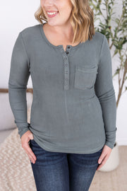WAREHOUSE Georgia Long Sleeve Top - Dusty Jade