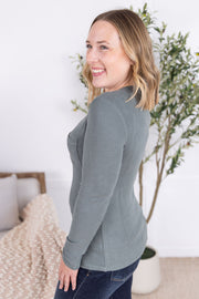 WAREHOUSE Georgia Long Sleeve Top - Dusty Jade