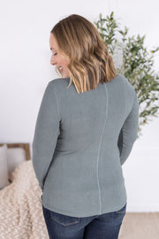 WAREHOUSE Georgia Long Sleeve Top - Dusty Jade