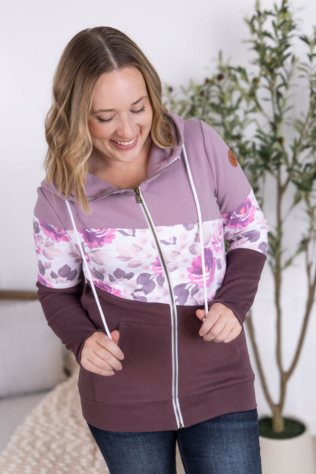 WAREHOUSE Colorblock Fullzip - Purple, Autumn Blossom, and Plum