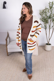 WAREHOUSE Stripe Cardigan - Fall Stripes