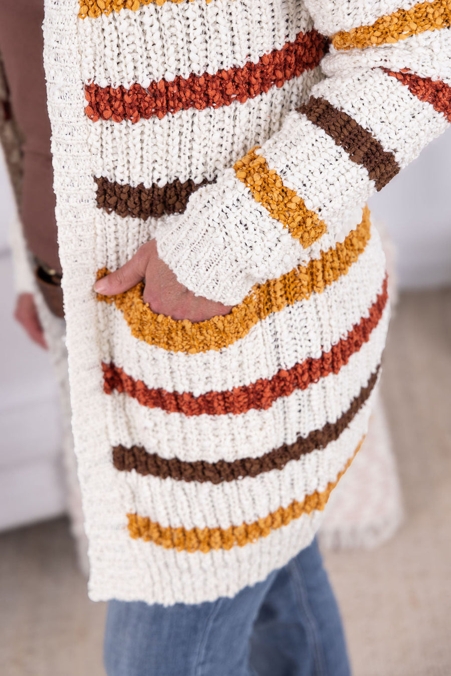 WAREHOUSE Stripe Cardigan - Fall Stripes