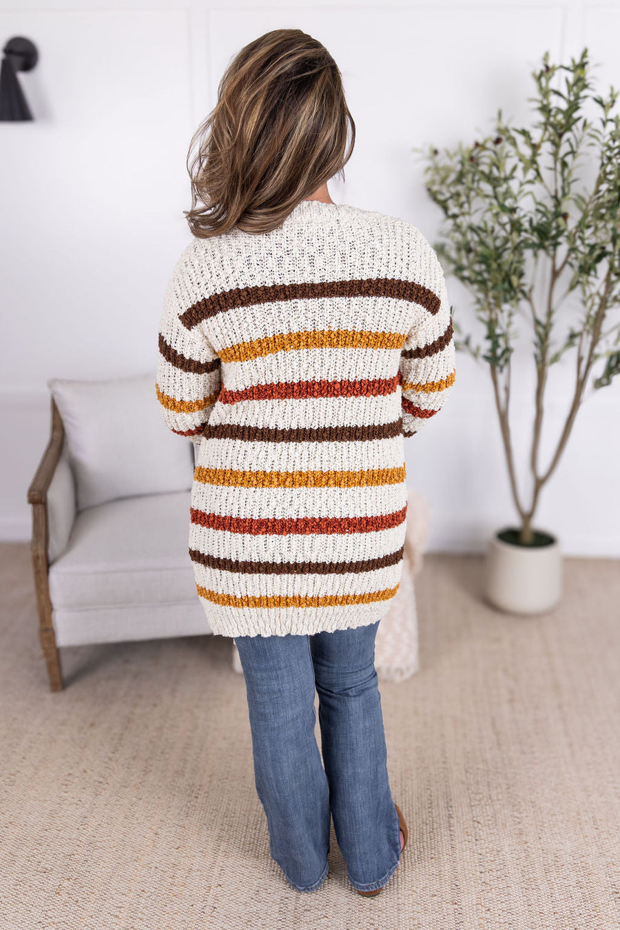 WAREHOUSE Stripe Cardigan - Fall Stripes
