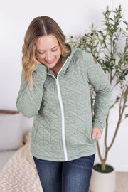 WAREHOUSE Geometric Fullzip Hoodie - Sage