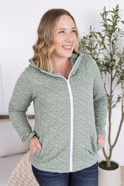 WAREHOUSE Geometric Fullzip Hoodie - Sage