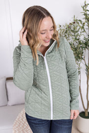 WAREHOUSE Geometric Fullzip Hoodie - Sage