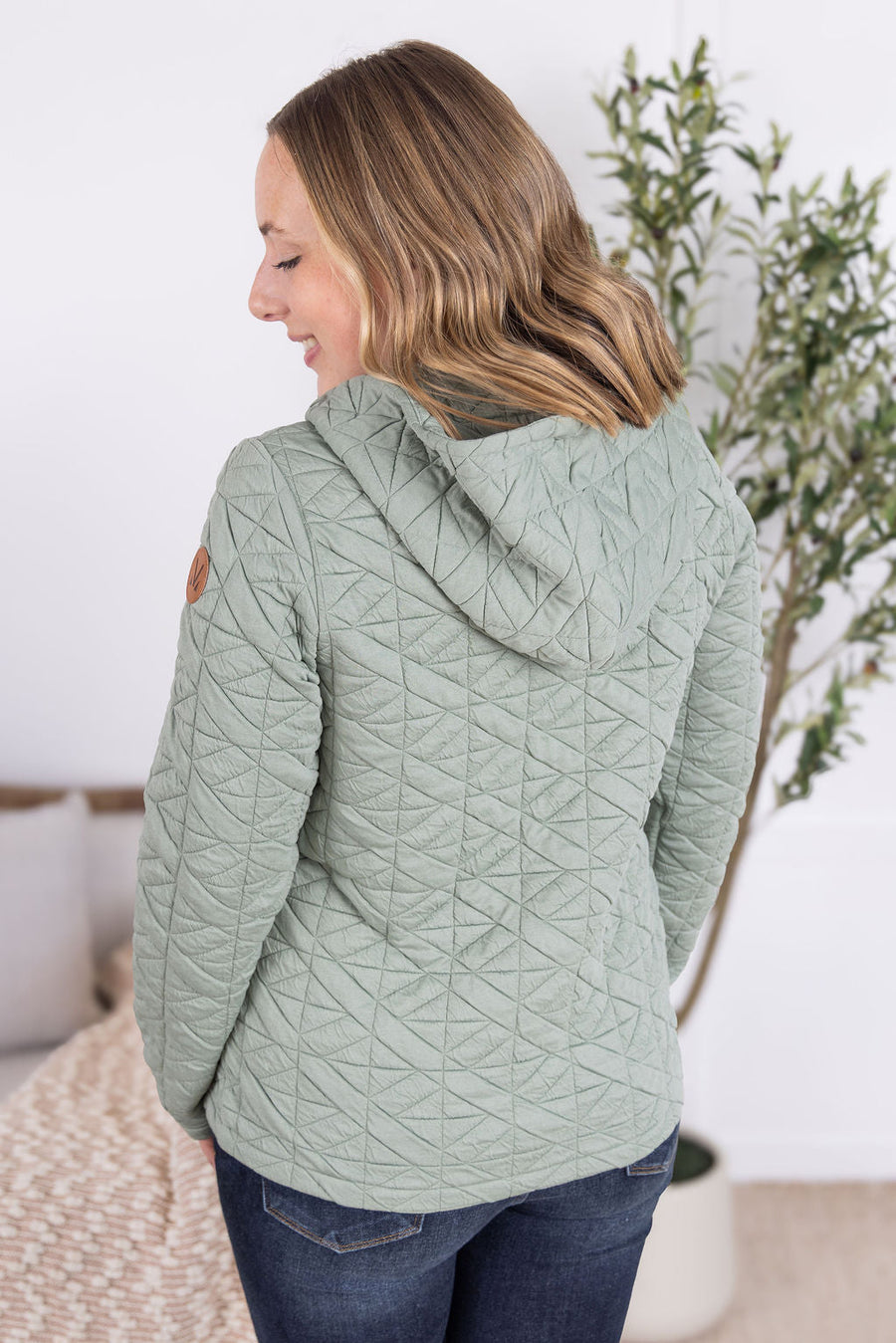 WAREHOUSE Geometric Fullzip Hoodie - Sage