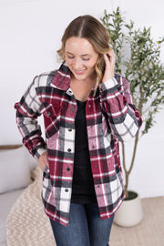 WAREHOUSE Norah Plaid Shacket - Merlot Mix