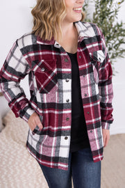 WAREHOUSE Norah Plaid Shacket - Merlot Mix
