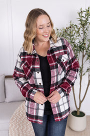 WAREHOUSE Norah Plaid Shacket - Merlot Mix