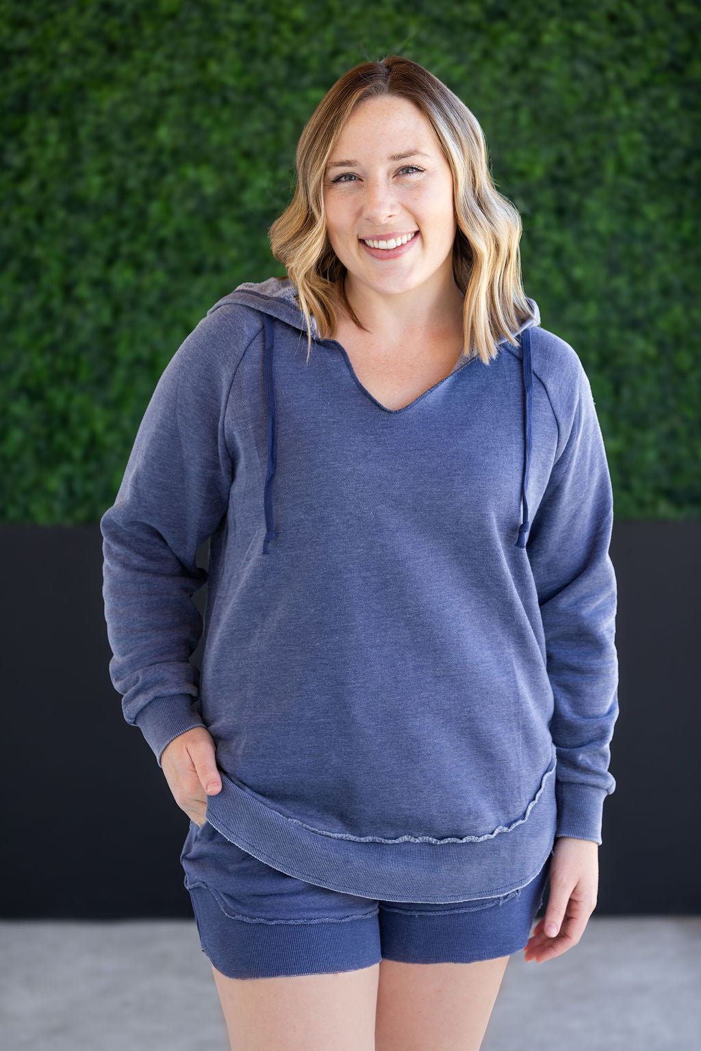 WAREHOUSE Vintage Wash Beach Hoodie - Nautical Navy