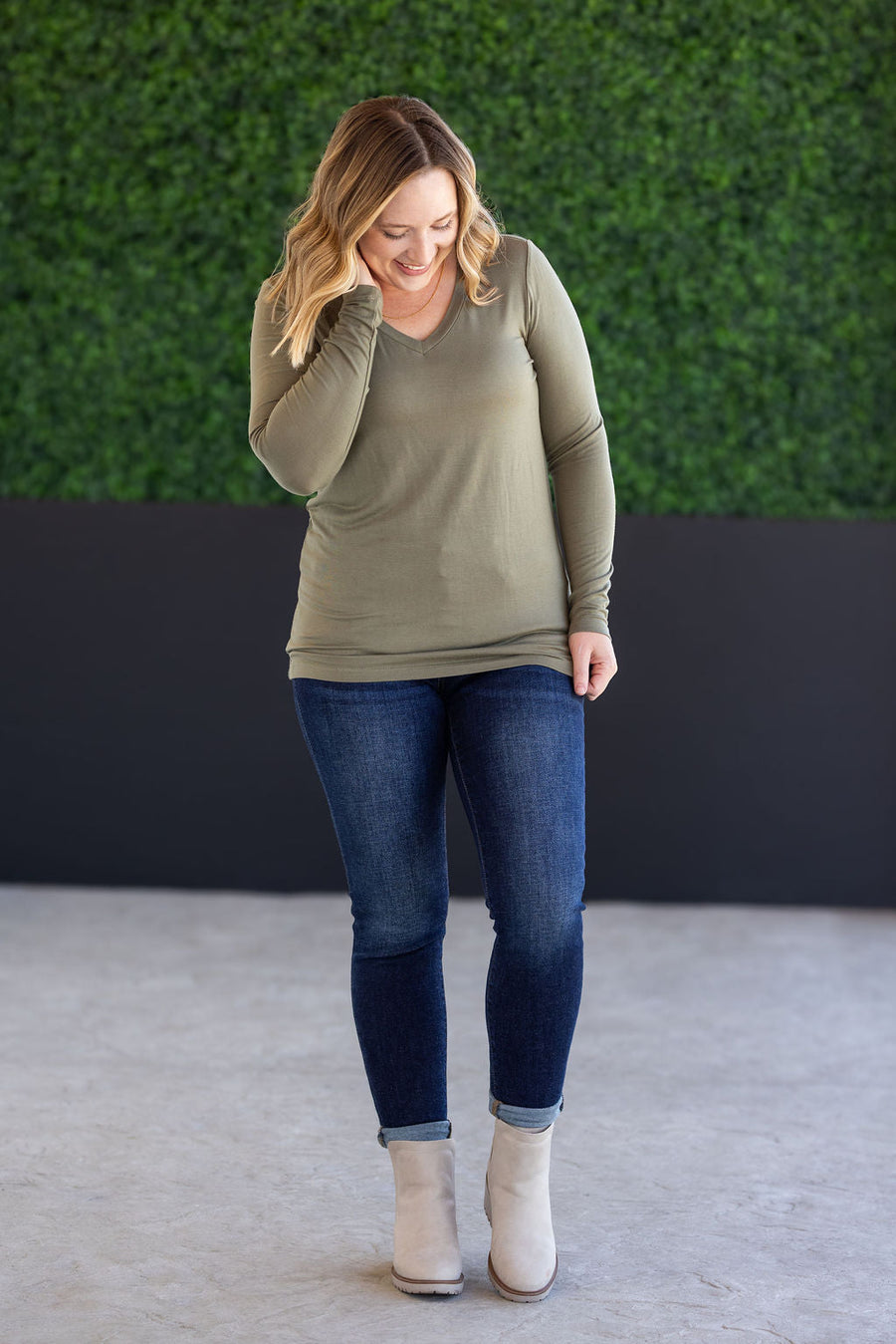 WAREHOUSE Larissa Long Sleeve - Olive
