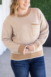 WAREHOUSE Miley Striped Sweater - Latte