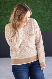 WAREHOUSE Miley Striped Sweater - Latte