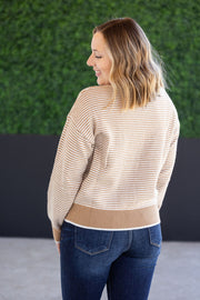 WAREHOUSE Miley Striped Sweater - Latte