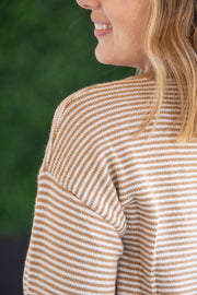 WAREHOUSE Miley Striped Sweater - Latte