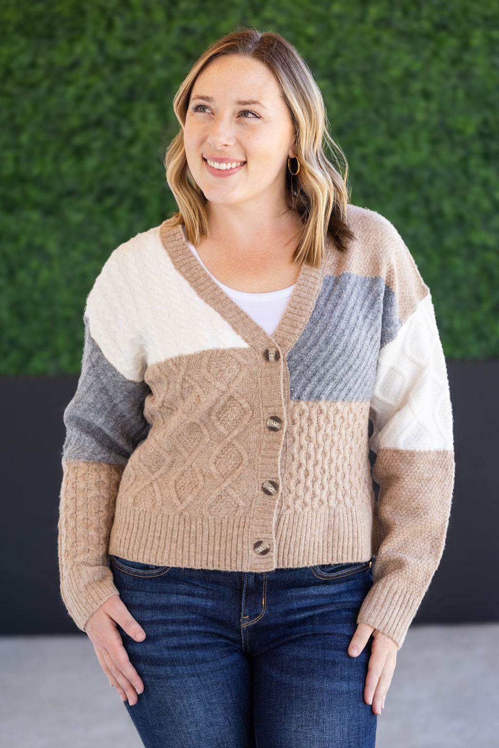 WAREHOUSE Colorblock Cozy Cardigan