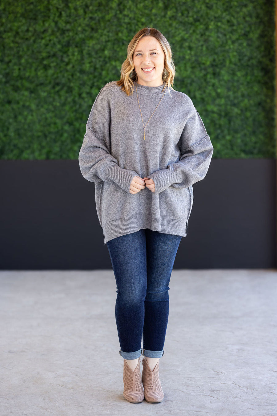 WAREHOUSE Aurora Cozy Sweater - Grey