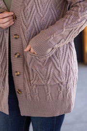 WAREHOUSE Brooks Button Sweater Cardigan - Light Mocha