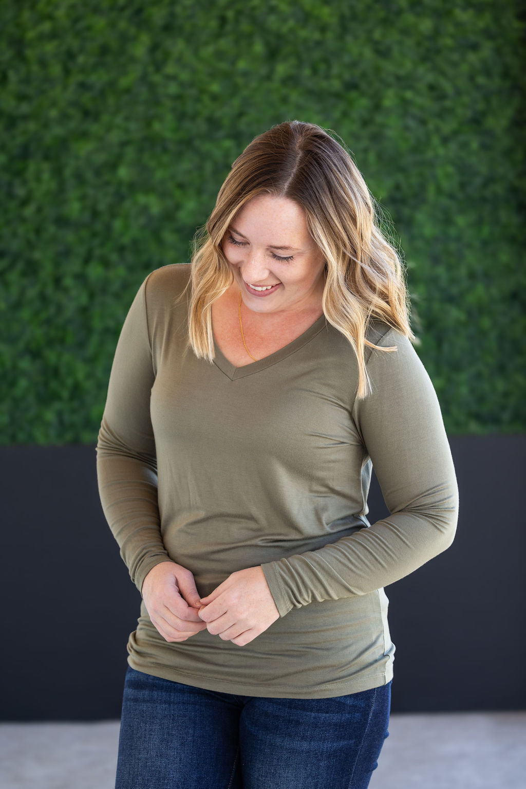 WAREHOUSE Larissa Long Sleeve - Olive