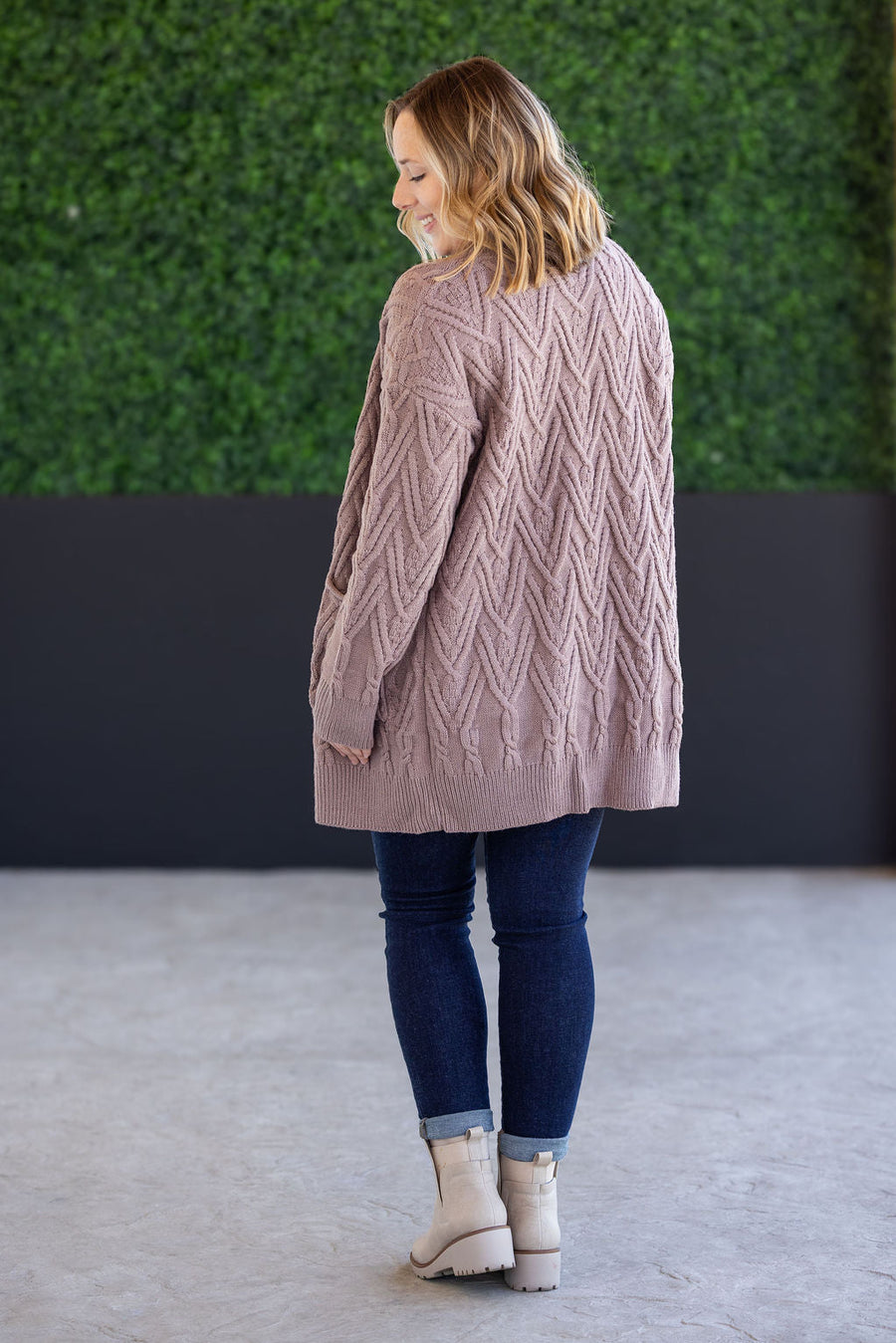 WAREHOUSE Brooks Button Sweater Cardigan - Light Mocha