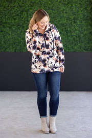 WAREHOUSE Soft HalfZip Hoodie - Neutral Abstract