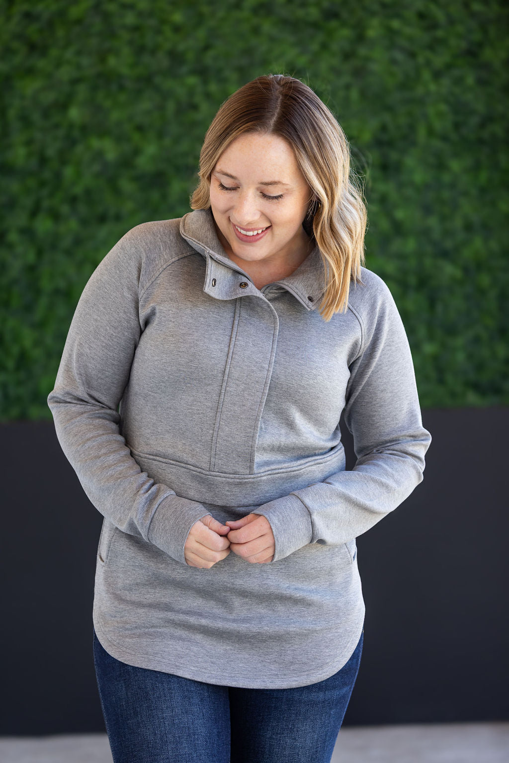 WAREHOUSE Mia Scuba Halfzip - Grey