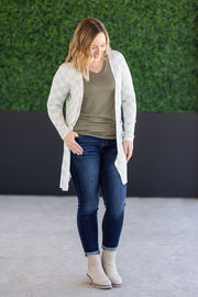 WAREHOUSE Classic Cardigan - Neutral Checkers