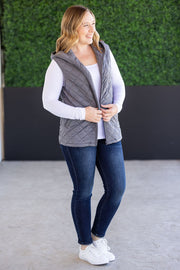 WAREHOUSE Heather Hooded Vest - Grey