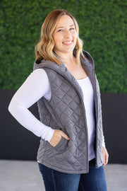WAREHOUSE Heather Hooded Vest - Grey