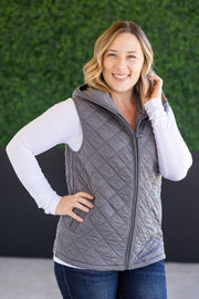 WAREHOUSE Heather Hooded Vest - Grey