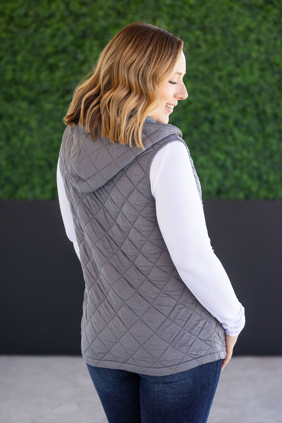 WAREHOUSE Heather Hooded Vest - Grey