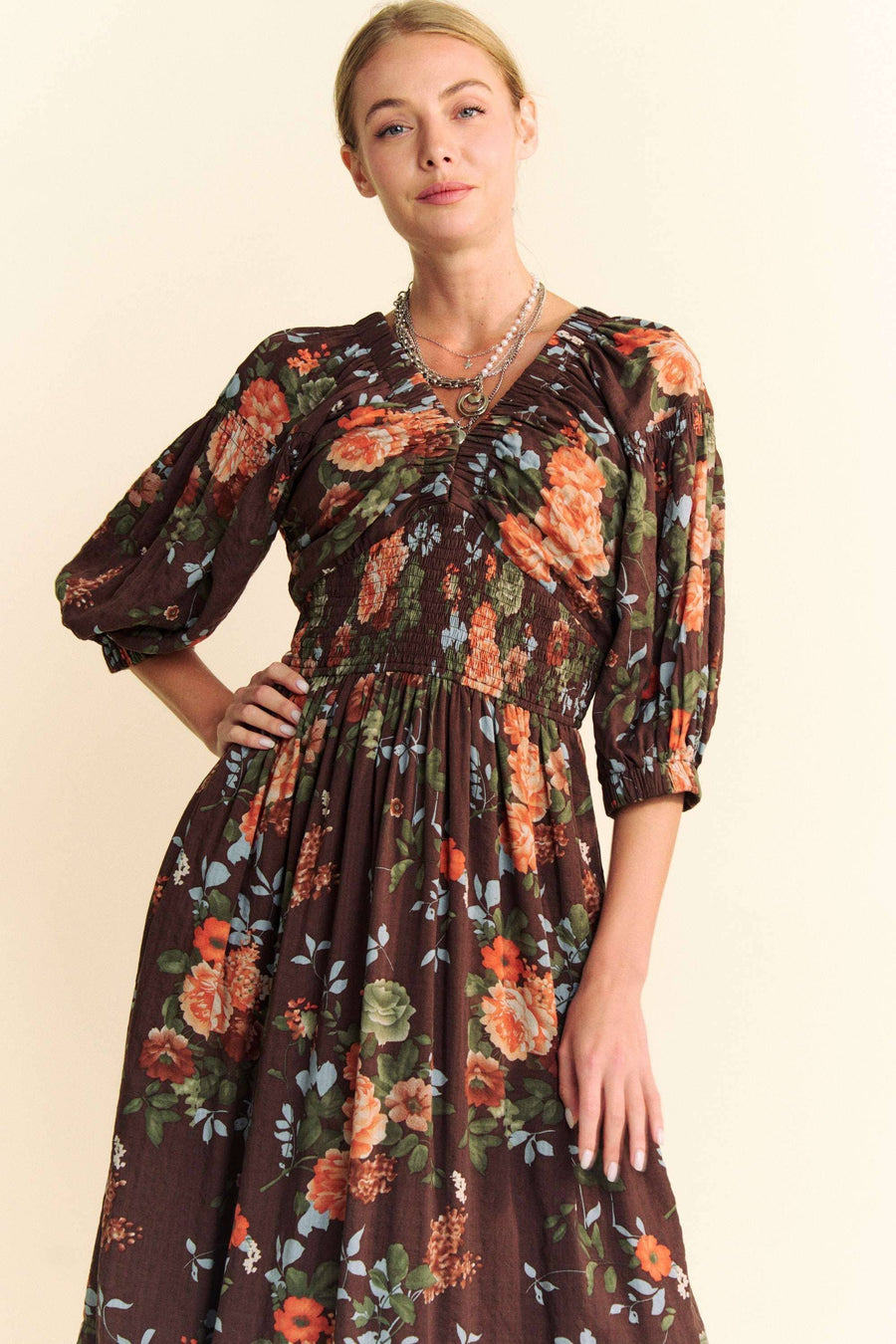 Midsummer Nights Maxi Dress- Navy Floral