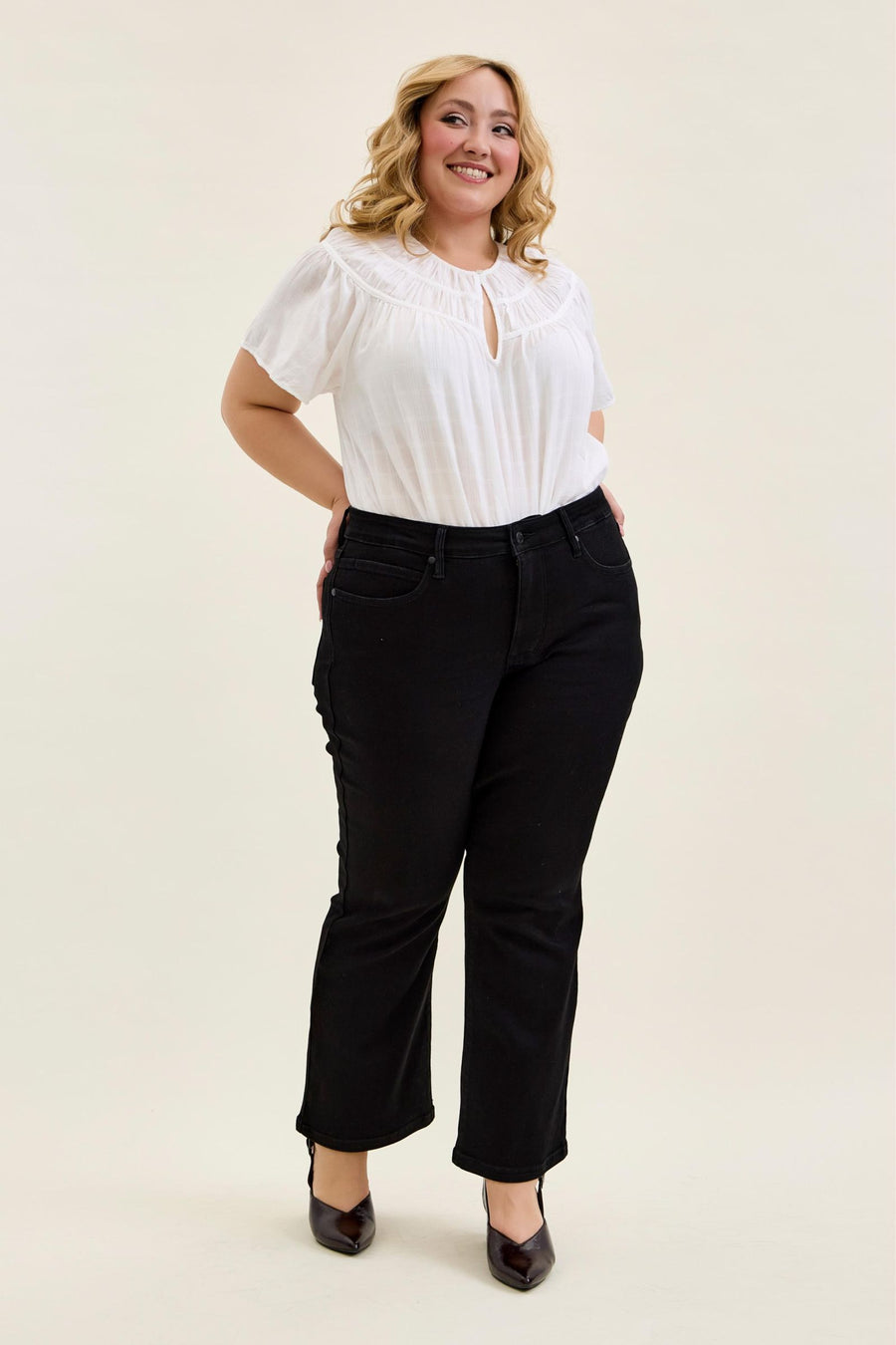 Petite Length Tummy Control Bootcut- Jet Black