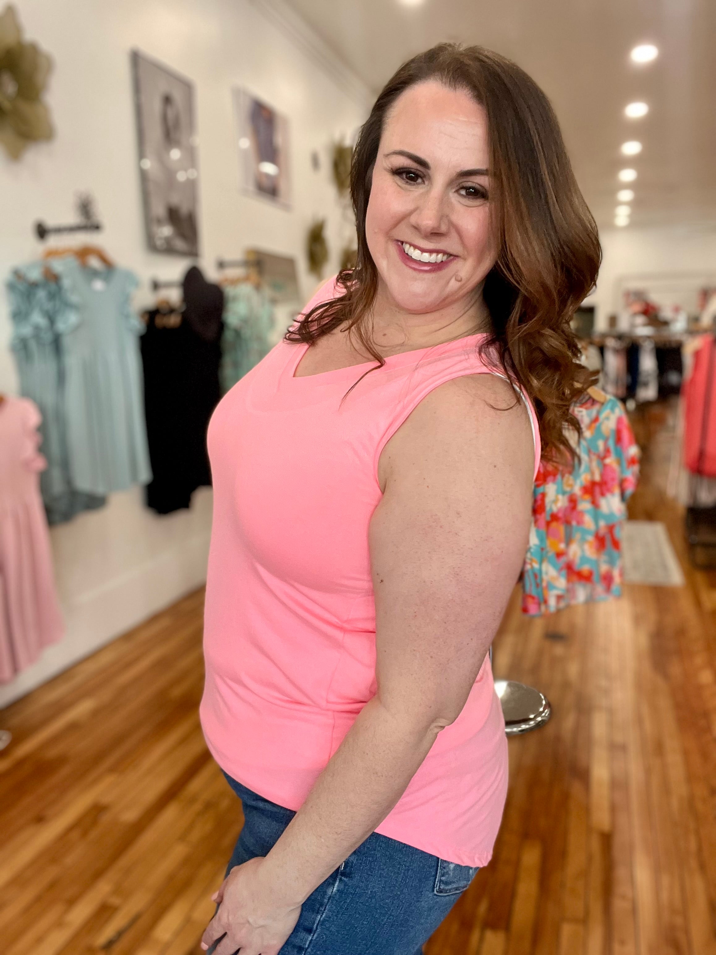 Luxe Rayon Tank- Bright Pink