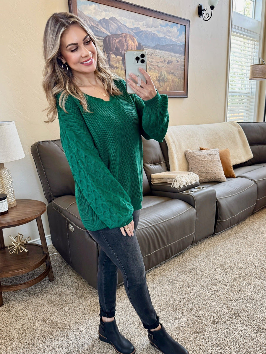 WAREHOUSE Talina Textured Sweater - Forest Green