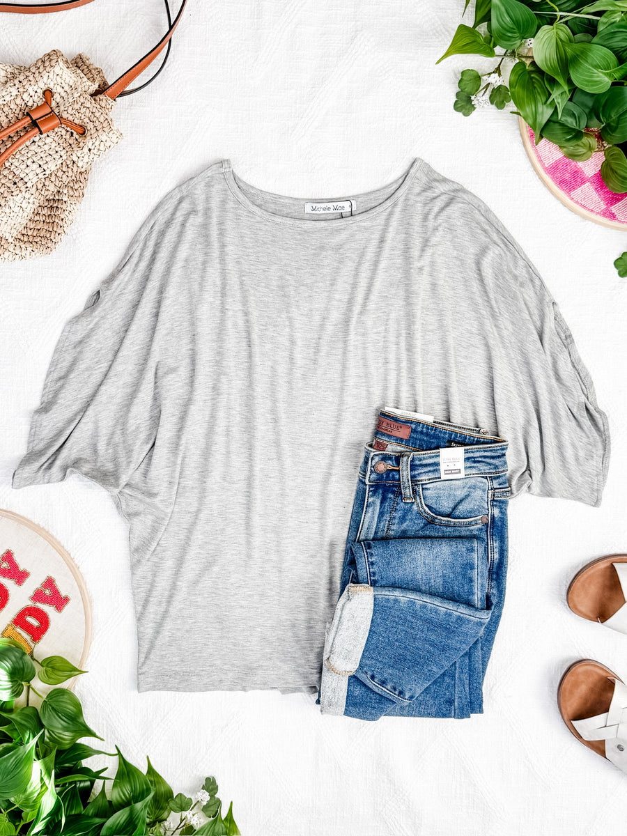 WAREHOUSE Darcy Dolman Top - Light Grey