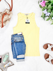 WAREHOUSE Tara Ribbed Tank - Yellow