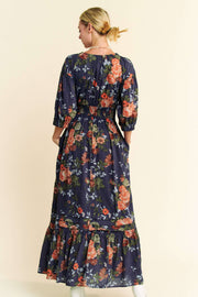 Midsummer Nights Maxi Dress- Navy Floral