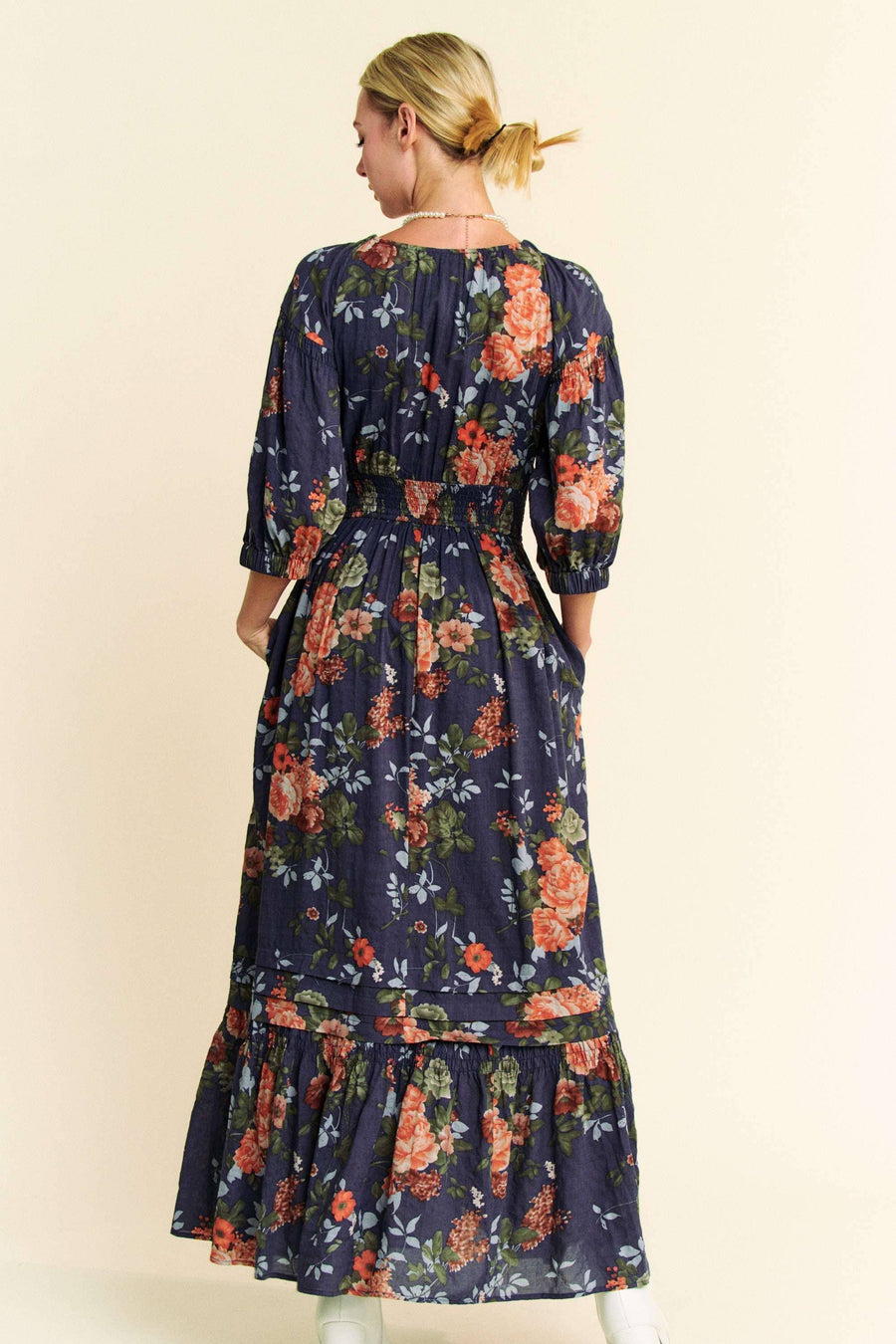 Midsummer Nights Maxi Dress- Navy Floral