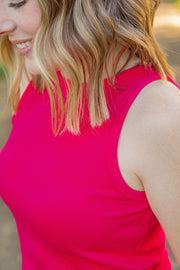 WAREHOUSE Tara Ribbed Tank - Hot Pink