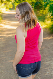 WAREHOUSE Tara Ribbed Tank - Hot Pink