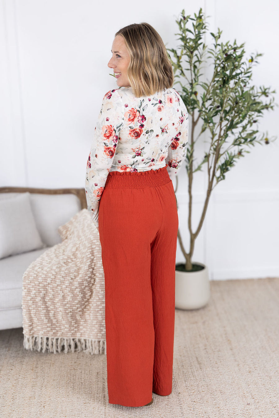 WAREHOUSE Presley Palazzo Pants - Brick