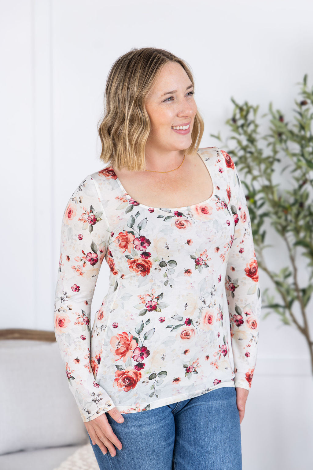 WAREHOUSE Alyssa Long Sleeve Top - Pink Bloom