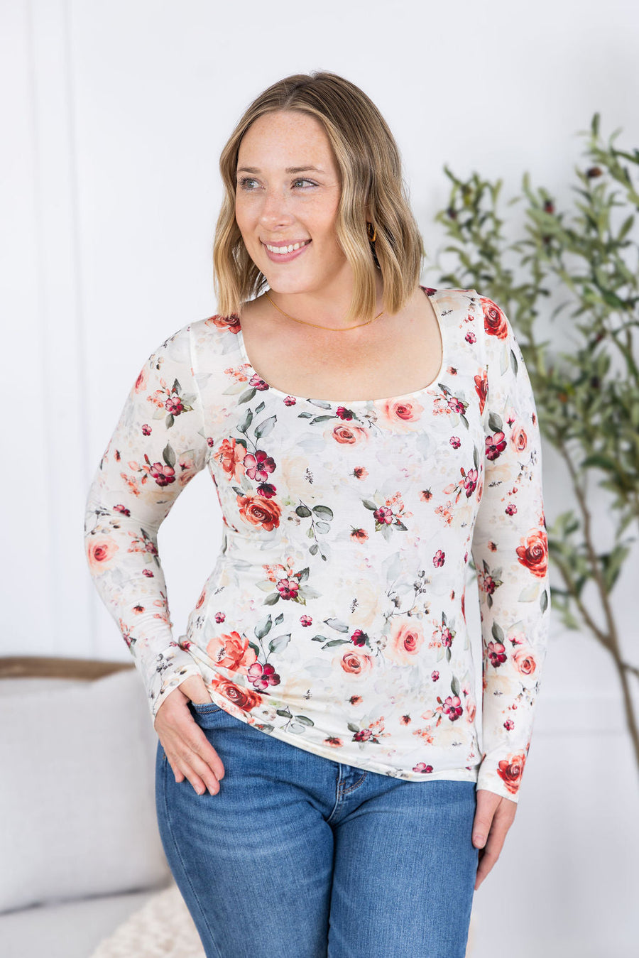 WAREHOUSE Alyssa Long Sleeve Top - Pink Bloom