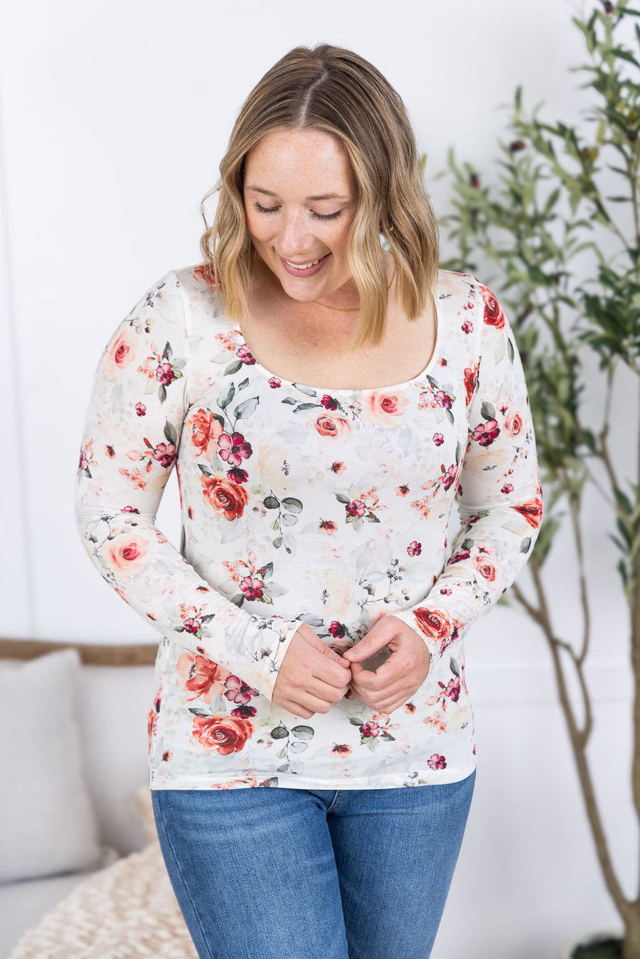 WAREHOUSE Alyssa Long Sleeve Top - Pink Bloom