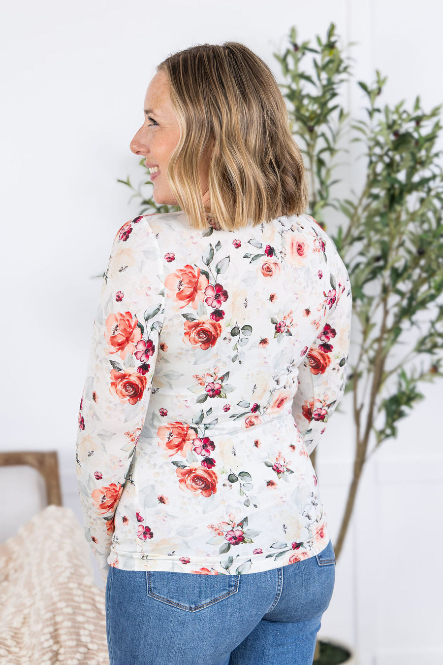 WAREHOUSE Alyssa Long Sleeve Top - Pink Bloom