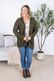 WAREHOUSE Open Knit Cardigan - Olive