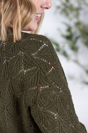 WAREHOUSE Open Knit Cardigan - Olive